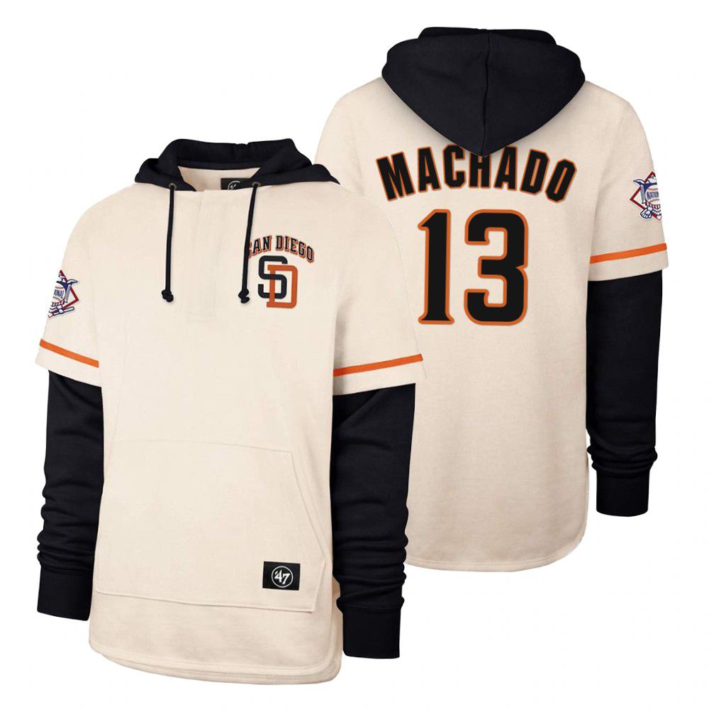 Men San Diego Padres #13 Machado Cream 2021 Pullover Hoodie MLB Jersey->san francisco giants->MLB Jersey